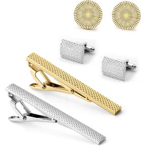 Cufflink and Tie Clip Set - Men's Jewelry Accessories in Gift Box