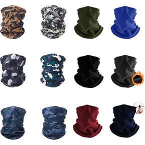 Fivali 6 Pack Neck Gaiter Bandana Face Mask and 6 Pack Winter Neck Warmer Face Ski Mas