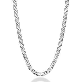 Miabella 925 Sterling Silver Italian 4mm Mesh Link Chain Necklace for Women, Made in Italy