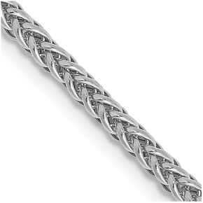 Diamond2Deal 14k White Gold 2.35mm Spiga (Wheat) Chain Necklace 4.51g for Men Women