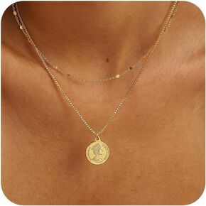 Layered Necklaces for Women,Chunky Gold Choker Necklace Stack Simple 14K Gold PlatedNecklace Set Gold Herringbone Cuban Rope Chain Necklace for Women Trendy Waterproof Gold Jewelry for Women