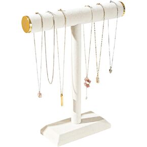 Byken Necklace Holder Organizer,Jewelry Display Stand for Selling,Chains Bracelets Hanger Rack,T-bar Jewelry Tree (Beige+Gold)