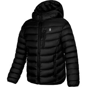 Little Donkey Andy Kids Boys Packable Hooded Puffer Jacket Children Lightweight Puffer Coat Winter 6-14Years