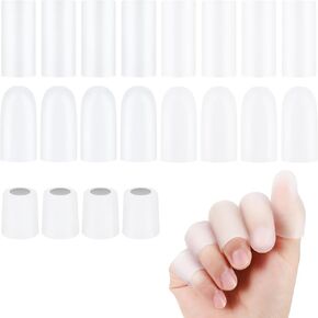 20Pcs Gel Finger Sleeve Protectors, Silicone Finger Sleeve Cushions and Protects, Finger Bandage Waterproof Finger Protector, Gel Finger Cots Relief for Finger Cracking, Corns, Blisters