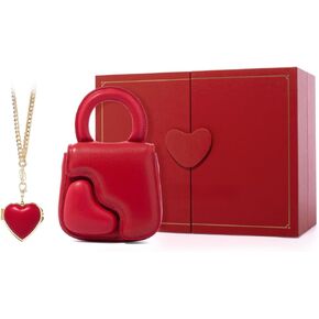 LAFESTIN Small Leather Heart Purse Designer Evening Bag With Removable Chain Strap Crossbody Purse For Wedding, Cocktail Prom