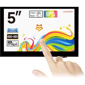 KLAYERS LUCKFOX 7 inch DSI Touchscreen Display Support 3D Printing Compatible with Raspberry Pi 5/4/3 IPS Screen Capacitive LCD 800x480, 170°Wide Viewing Angle Toughened Glass LCD, Black