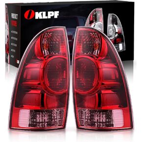 OKLPF LED Tail Light Compatible With 2005 2006 2007 2008 2009 2010 2011 2012 2013 2014 2015 Toyota Tacoma Pickup,Replace Rear Brake Smoked Taillight Assembly with Bulb and Harness,Black Housing
