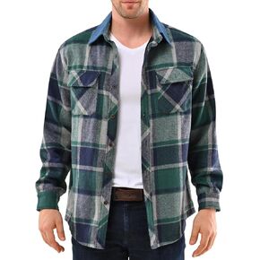 DEOLAX Mens Flannel Shirts Casual Button Down Mens Flannel Shirts Jacket Denim Collar Plaid Coat Long Sleeve Wiht Pocket