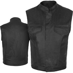 DEFY Challenge Your Fear Men's SOA Motorcycle Genuine Cowhide Leather Club Style Vest with Concealed Gun Pockets New (Small)