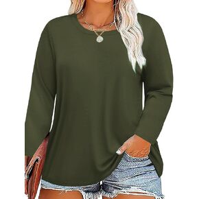 Plus Size Long Sleeve T Shirts Women Fall Tops Tshirts Tunic Casual Tee