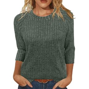 كنزات نسائية، قمصان بأكمام 3/4، كنزات برقبة دائرية، بلوزات فضفاضة غير رسمية، قمصان على الموضة in Kuwait