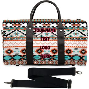Aztec Western Travel Duffel Bag, Ethnic Aztec Geometric Sports Tote Gym Bag Foldable Western Aztec Weekender Bag Carry on Luggage Handle Bag Overnight Shoulder Bag for Women Men
