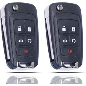 Flip Key Fob Shell Case Replacement Fits for Chevrolet Cruze Malibu Equinox Sonic Impala GMC Terrain Buick Lacrosse Regal Verano Encore 2010-2019 Keyless Remote Control KeyPad Key Fob Cover (Set of 2)