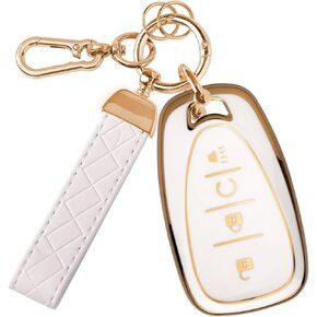 Key Fob Cover Fit for Chevy Key, Car Key Case Protector for Volt Bolt Spark Equinox Traverse Trax (4 Buttons Black)