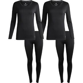 Spyder Women's Thermal Underwear Set - 4 Piece Brushed Back Fleece Lined Long Johns Base Layer Set for Women (Sizes: S-XL)