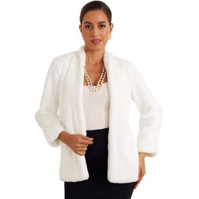 Allegra K Faux Fur Coat for Women's with Pockets Long Sleeve Open Front Fluffy Jackets