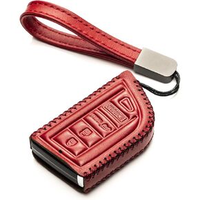 Vitodeco Genuine Leather Smart Key Fob Case with Leather Key Strap Compatible for Acura MDX, Acura RDX 2022-2025, Acura Integra 2023-2025 (5-Button, Black/Red)