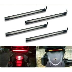 4 Universal Flexible Motorcycle Light Strip, 48 LEDs, Taillights, Brake Lights, Turn Signal Lights, Red and Amber