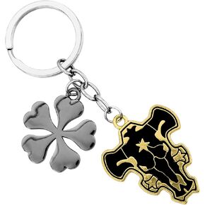 Black Clover Anime Keychain with Black Bulls Charm, Asta, Noelle, Luck, Magna Anime Gifts, Keychain Accessories with Gift Box, Metal Anime Merch, Phone Charm & Phone Keychain for Men