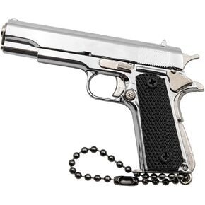 1911 Keychain Metal Mini Tactical Key chain Tiny Pendant for Ornament Collection Gift for Men Army Fan (Silver)