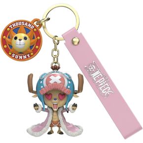 YJacuing Cute Anime One Piece Luffy PVC Figure Keychain, Officially licensed Collectible Wristlet Lanyard