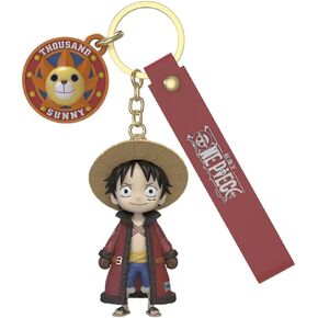 YJacuing Cute Anime One Piece Luffy PVC Figure Keychain, Officially licensed Collectible Wristlet Lanyard