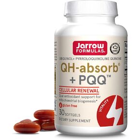 Jarrow Formulas QH-absorb + PQQ, Dietary Supplement, Antioxidant Support for Mitochondrial Biogenesis, Cellular Energy Production and Cardiovascular Health, 60 Softgels, 60 Day Supply