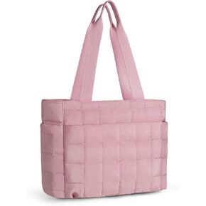 befen Large Puffer Tote Bag for Women, Travel Laptop Work Shoulder Bags Multi-Pocket Zipper Lightweight