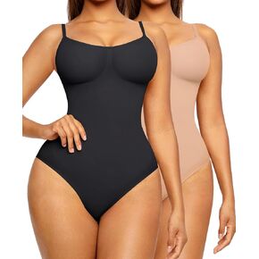 FeelinGirl Shapewear Bodysuit for Women Tummy Control 2 Piece Seamless Sculpting Snatched Bodysuit Body Shaper Brief