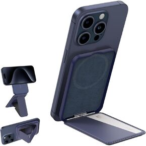 Versatile Phone Tripod Stand, Compatible with Magsafe Wallet for iPhone 16/15/14/13/12 Series, Functions as Cell Phone Stand, Selfie Stick Tripod and Phone Grip, Blue