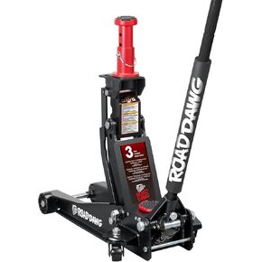 ROAD DAWG Hydraulic Low and High Profile Professional Grade Foldable Garage Service/Floor Jack with Quick Lift Pump, 3 Ton (6,600 lb) Capacity, Black