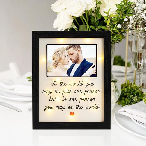 Happy Anniversary Couples Gifts LED Shadow Box 4x6 Picture Frame - Wedding Gifts for Wife Husband, Gifts for Boyfriend Girlfriend, Engagement Gifts for Her Him Fiance, Marriage Gift for Mom Parents in Saudi Arabia