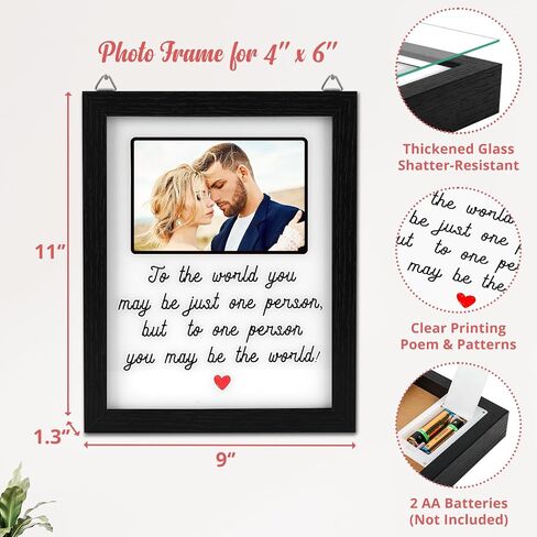 Happy Anniversary Couples Gifts LED Shadow Box 4x6 Picture Frame - Wedding Gifts for Wife Husband, Gifts for Boyfriend Girlfriend, Engagement Gifts for Her Him Fiance, Marriage Gift for Mom Parents in Saudi Arabia