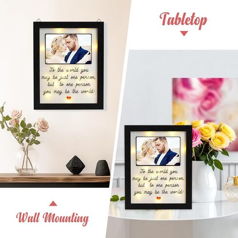 Happy Anniversary Couples Gifts LED Shadow Box 4x6 Picture Frame - Wedding Gifts for Wife Husband, Gifts for Boyfriend Girlfriend, Engagement Gifts for Her Him Fiance, Marriage Gift for Mom Parents in Saudi Arabia