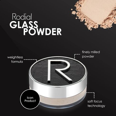 Rodial Glass Powder 0.4 oz, Skin Perfecting Loose Face Powder, Creamy Formula for a Natural Luminosity Glow, Finishing Powder for a Flawless Skin Look, Setting Powder in Saudi Arabia