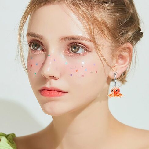 4 Pairs Dangle Cute Earrings for Women Trendy Stained Glass Orange Strawberry Mushroom Cherry Funny Fruit Weird Earrings Set in Saudi Arabia
