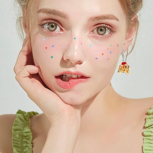 4 Pairs Dangle Cute Earrings for Women Trendy Stained Glass Orange Strawberry Mushroom Cherry Funny Fruit Weird Earrings Set in Saudi Arabia