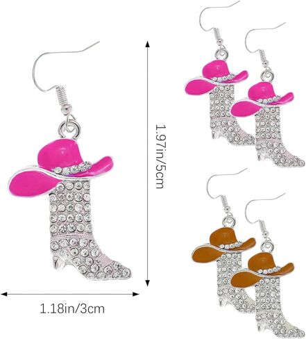 2 أزواج حجر الراين الأحذية الغربية أقراط المينا راعية البقر قبعة رعاة البقر سباركلي حجر الراين التمهيد استرخى أقراط روديو التمهيد أقراط أقراط2 أزواج الغربية راعية البقر التمهيد أقراط in Kuwait