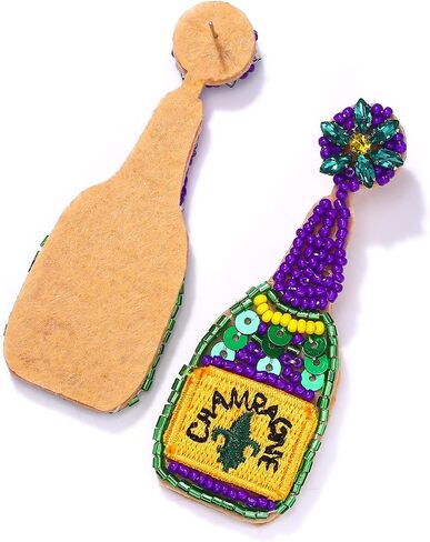 Beaded Earrings Champagne Bottle Drop Dangle Earrings Handmade Champagne Earrings Fashion Jewelry in Saudi Arabia