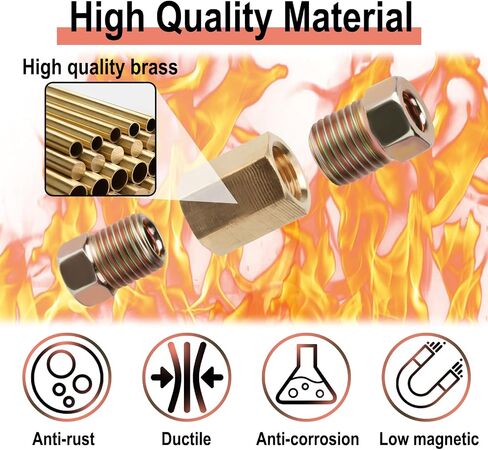 3/16 Brake Line Pressure Fittings, 12 Pieces 3/8 Inch-24 Threads Brass Brake Line Fitting Assortment for 3/16 Inch Brake Line Tube (4 Unions, 8 Nuts) in Kuwait