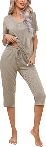 difficort Women's Pajama Sets Long Sleeve Lounge Sets Pjs Sleepwear with Pockets in Kuwait