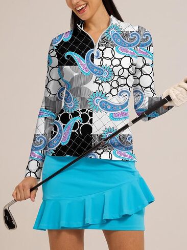 Golf Shirts for Woman UPF 50+ Sun Protection Quick Dry Lightweight Long Sleeve Polo Shirts for Woman Rash Guard in Kuwait