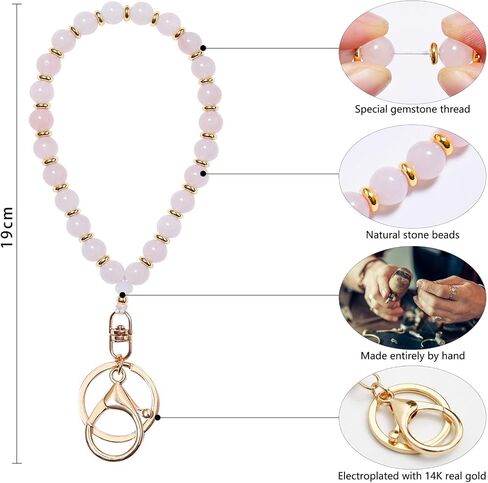 Beaded Keychain Wristlet 14k Gold Wrist Keychain Bracelet Cute Keychain Accessories Car Key Chain Bracelet for Women in Saudi Arabia