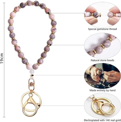 Beaded Keychain Wristlet 14k Gold Wrist Keychain Bracelet Cute Keychain Accessories Car Key Chain Bracelet for Women in Saudi Arabia