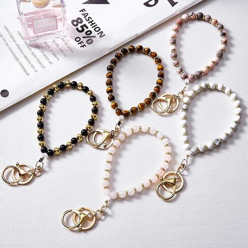 Beaded Keychain Wristlet 14k Gold Wrist Keychain Bracelet Cute Keychain Accessories Car Key Chain Bracelet for Women in Saudi Arabia