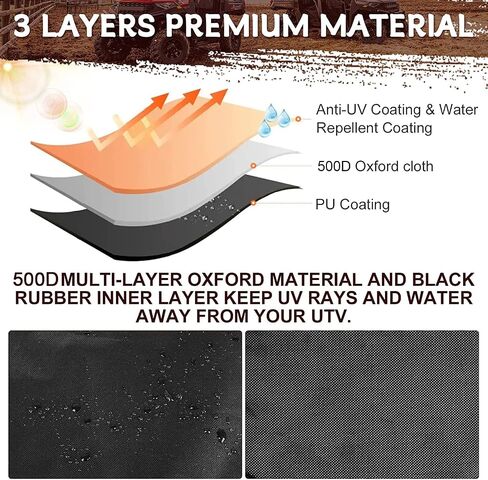 Waterproof UTV Cover Replace for Polaris Ranger Accessories 4&6 Seat Outdoor Cover Dustproof with Heat Dissipation Vents, Reflective Stripes, Windproof Buckles& Anti-Theft Lock(Length 154in) in Saudi Arabia