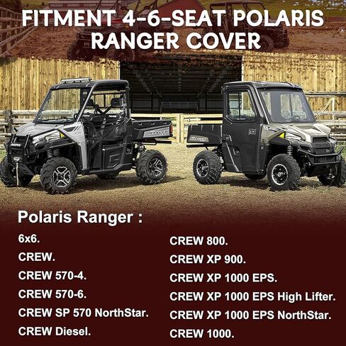 Waterproof UTV Cover Replace for Polaris Ranger Accessories 4&6 Seat Outdoor Cover Dustproof with Heat Dissipation Vents, Reflective Stripes, Windproof Buckles& Anti-Theft Lock(Length 154in) in Saudi Arabia