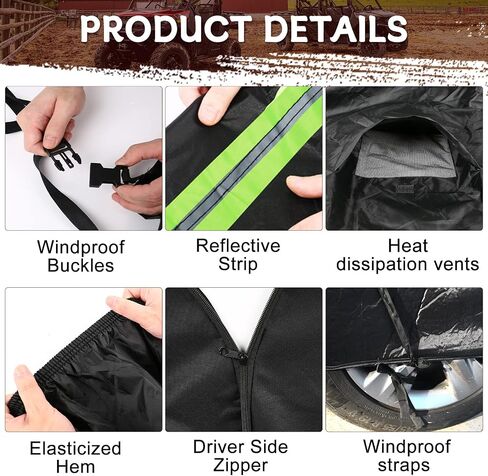 Waterproof UTV Cover Replace for Polaris Ranger Accessories 4&6 Seat Outdoor Cover Dustproof with Heat Dissipation Vents, Reflective Stripes, Windproof Buckles& Anti-Theft Lock(Length 154in) in Saudi Arabia