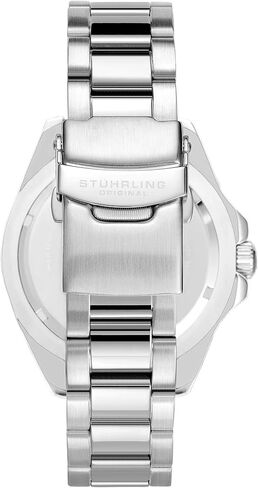 Stuhrling Original Men's Watches Pro Dive Watch Sports Watch with 42 MM Case Blue Dial Stainless Steel Silver Bracelet Diving Watch for Men in Saudi Arabia