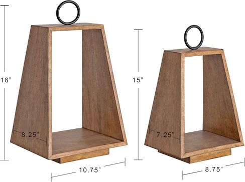 Kate and Laurel Stillright Farmhouse Candle Holders, Set of 2, Rustic Brown, Chic Modern Candle Lanterns for Decor in Saudi Arabia